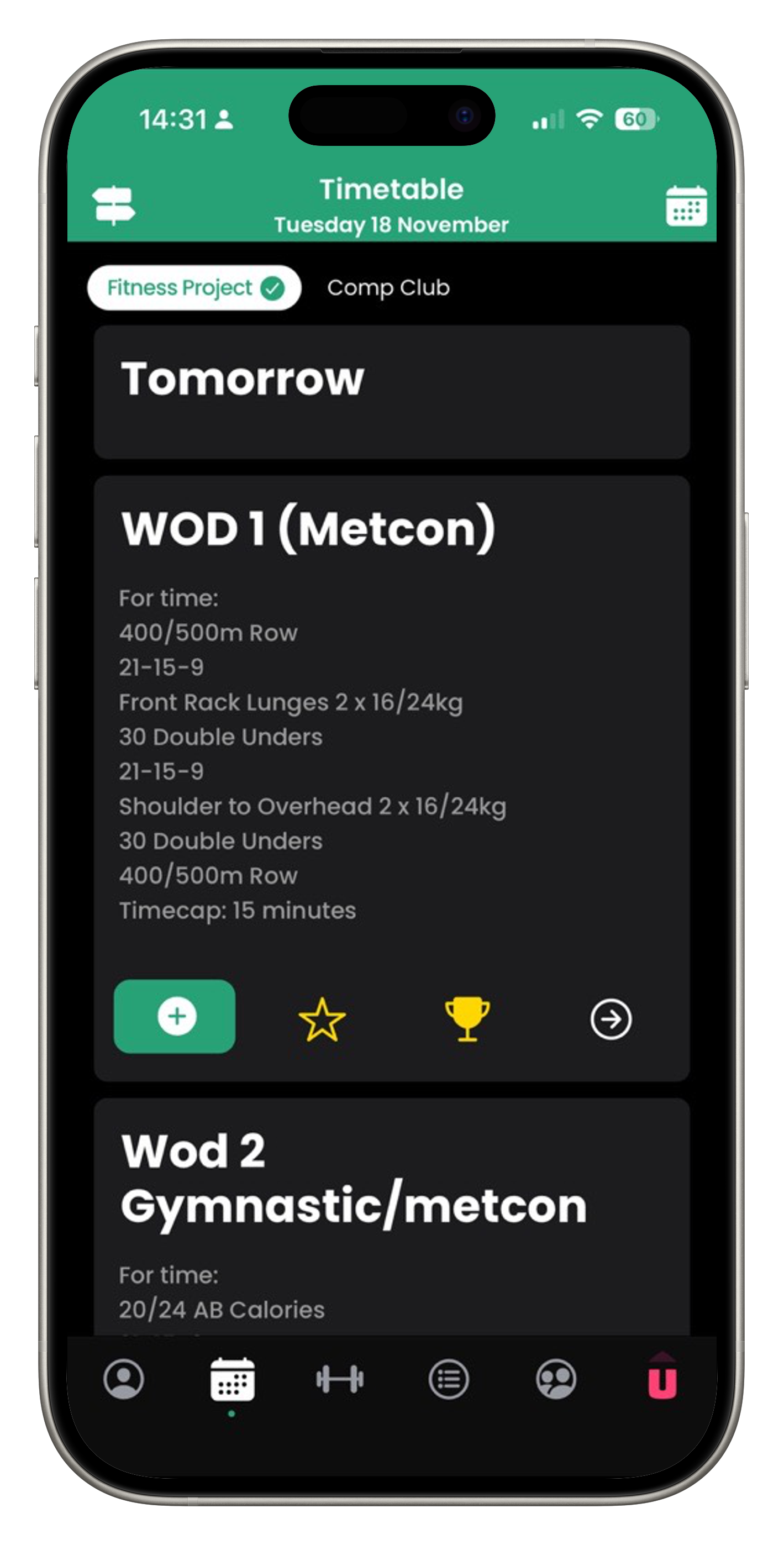 A smartphone screen showing the BoxMate app interface with workout tracking and leaderboards